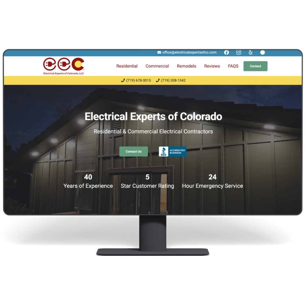 New Wordpress website from Sunrise Marketing for local electrical company in Colorado Springs, CO.