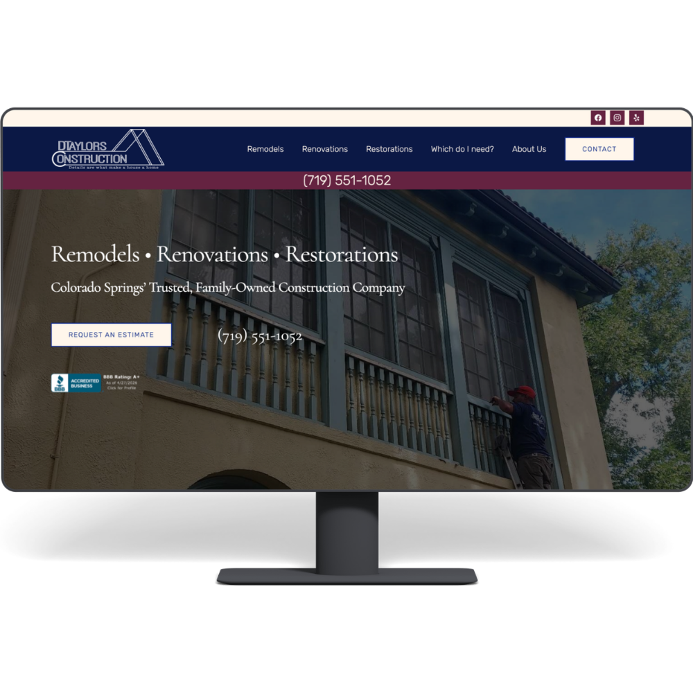 New Wordpress website from Sunrise Marketing for local construction company in Colorado Springs, CO.