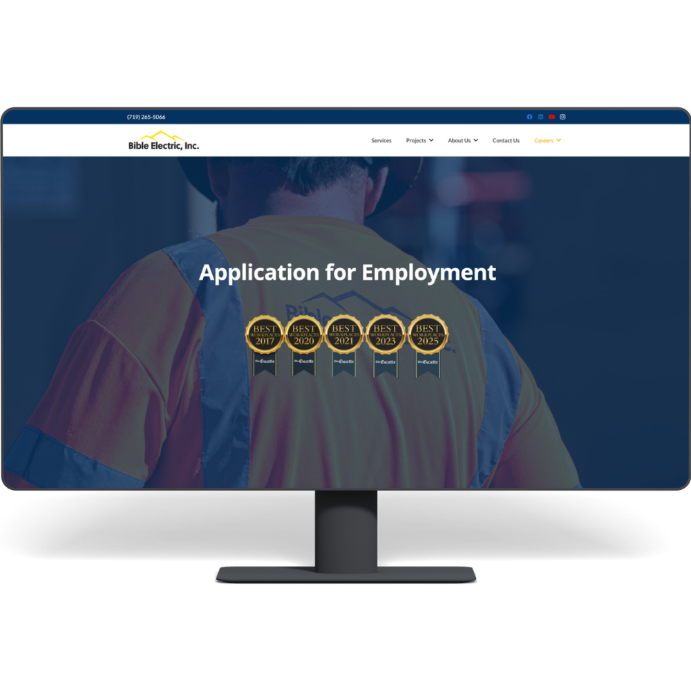 New Wordpress website from Sunrise Marketing for local Commercial Electrical Company in Colorado Springs, CO.